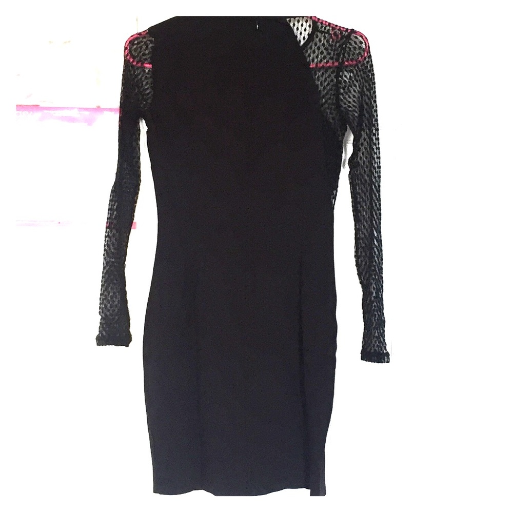Black dress with lace.